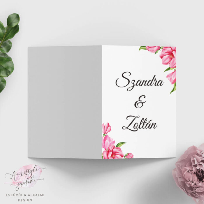 Magnóliás Akvarell Hajtott Esküvői Meghívó Magnóliás Akvarell Hajtott Esküvői Meghívó
