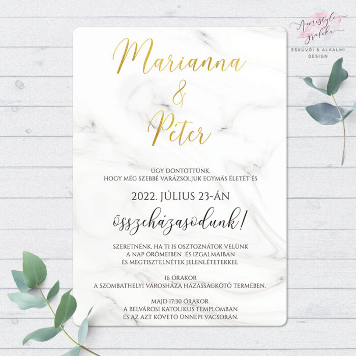 Márvány Egylapos Esküvői Meghívó Márvány Egylapos Esküvői Meghívó