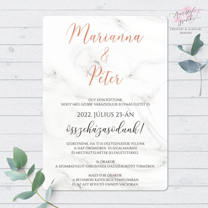 Márvány Egylapos Esküvői Meghívó Márvány Egylapos Esküvői Meghívó