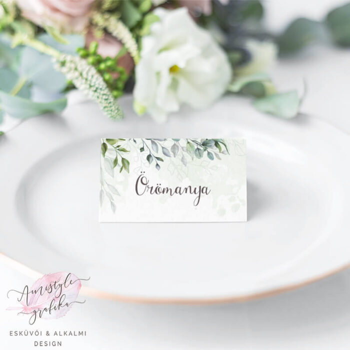 Boho Greenery Zöldleveles Esküvői Ültetőkártya Boho Greenery Zöldleveles Esküvői Ültetőkártya