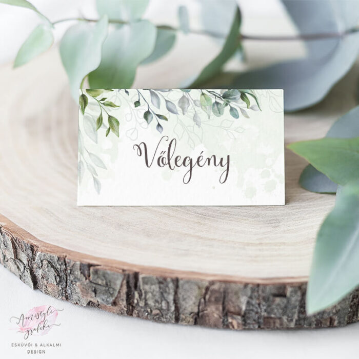 Boho Greenery Zöldleveles Esküvői Ültetőkártya Boho Greenery Zöldleveles Esküvői Ültetőkártya
