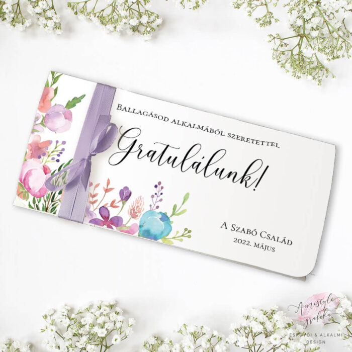 Akvarellvirágos Ballagási Pénzátadó Boríték Akvarellvirágos Ballagási Pénzátadó Boríték