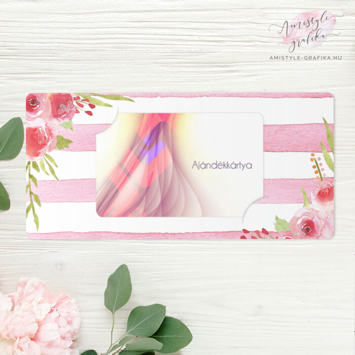 Pink Csíkos Ajándékkártya Átadó Boríték Pink Csíkos Ajándékkártya Átadó Boríték