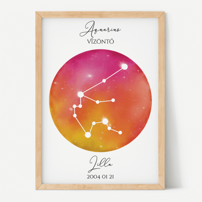 Vörös-Narancs Égbolt - Személyre szabott csillagjegyes poszter - Választható csillagjegy Vörös-Narancs Égbolt - Személyre szabott csillagjegyes poszter - Választható csillagjegy