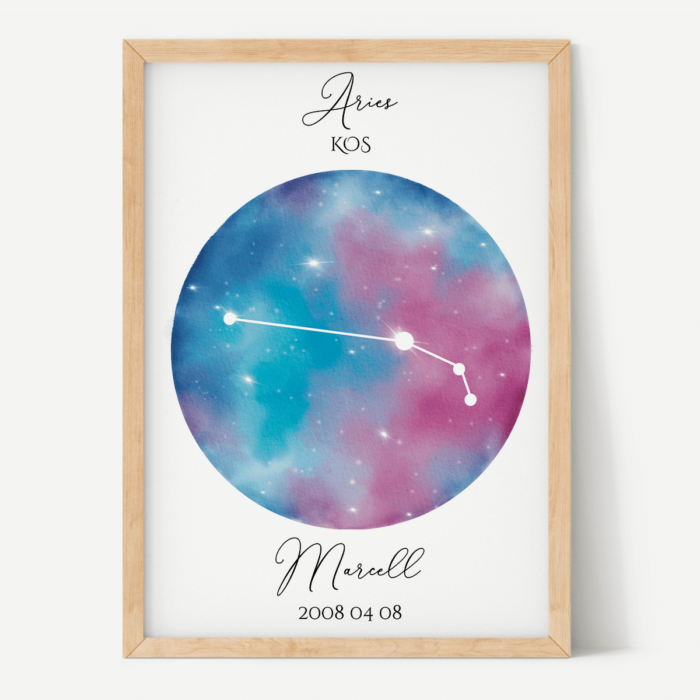 Kék Lila Égbolt - Személyre szabott csillagjegyes poszter - Választható csillagjegy Kék Lila Égbolt - Személyre szabott csillagjegyes poszter - Választható csillagjegy