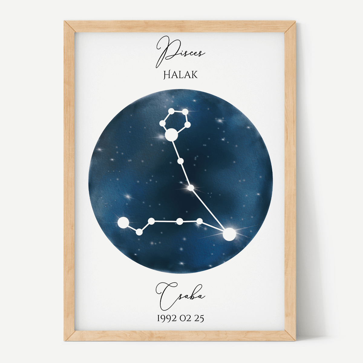 Sötétkék Égbolt - Személyre szabott csillagjegyes poszter - Választható csillagjegy