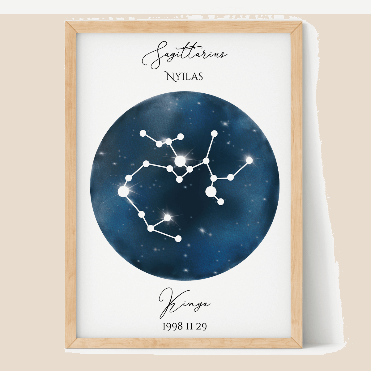 Sötétkék Égbolt - Személyre szabott csillagjegyes poszter - Választható csillagjegy