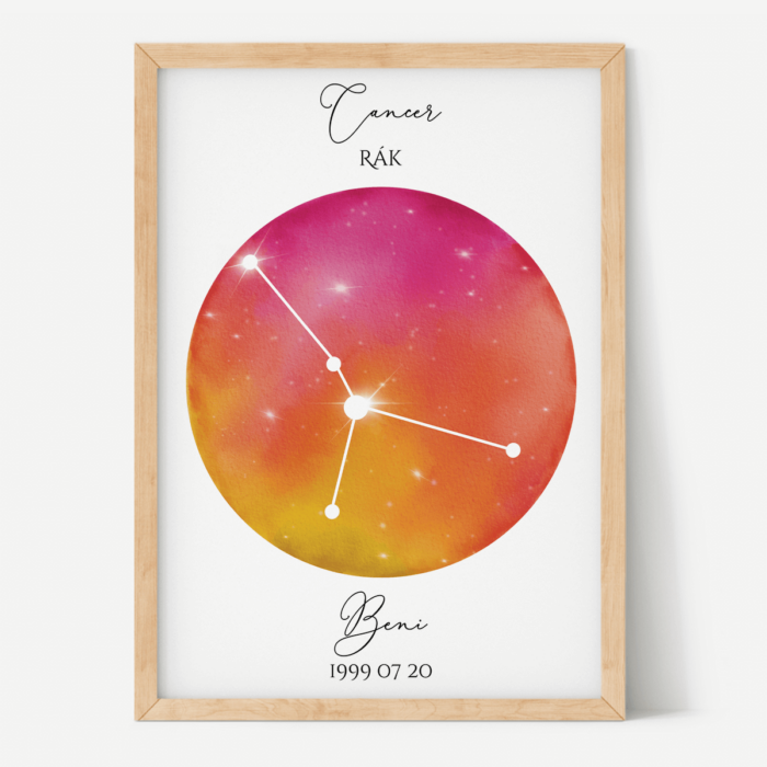 Vörös-Narancs Égbolt - Személyre szabott csillagjegyes poszter - Választható csillagjegy Vörös-Narancs Égbolt - Személyre szabott csillagjegyes poszter - Választható csillagjegy