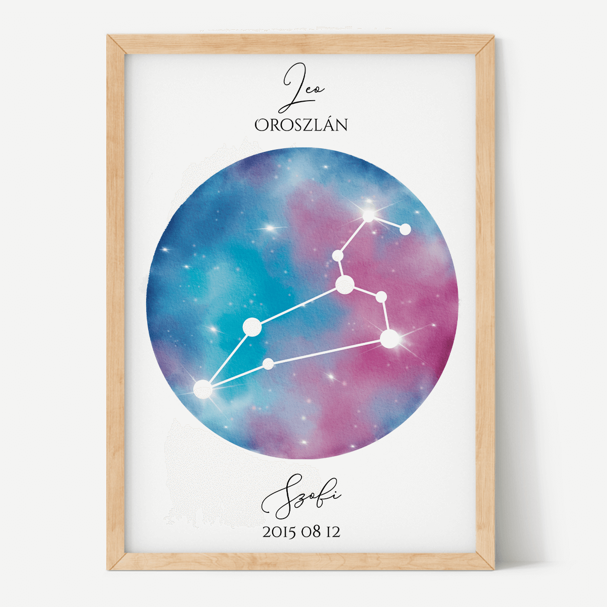 Kék Lila Égbolt - Személyre szabott csillagjegyes poszter - Választható csillagjegy