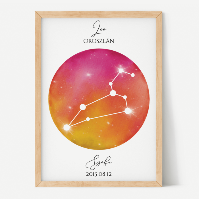 Vörös-Narancs Égbolt - Személyre szabott csillagjegyes poszter - Választható csillagjegy Vörös-Narancs Égbolt - Személyre szabott csillagjegyes poszter - Választható csillagjegy