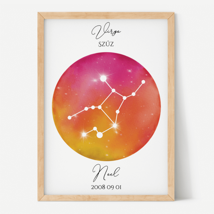 Vörös-Narancs Égbolt - Személyre szabott csillagjegyes poszter - Választható csillagjegy Vörös-Narancs Égbolt - Személyre szabott csillagjegyes poszter - Választható csillagjegy