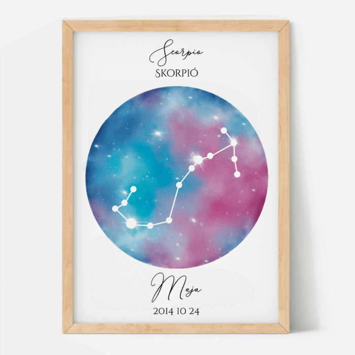 Kék Lila Égbolt - Személyre szabott csillagjegyes poszter - Választható csillagjegy Kék Lila Égbolt - Személyre szabott csillagjegyes poszter - Választható csillagjegy