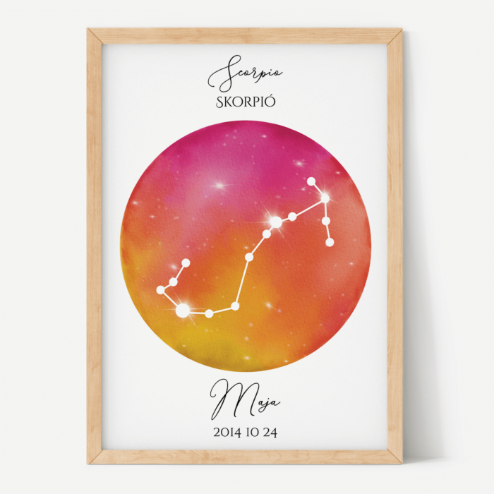 Vörös-Narancs Égbolt - Személyre szabott csillagjegyes poszter - Választható csillagjegy Vörös-Narancs Égbolt - Személyre szabott csillagjegyes poszter - Választható csillagjegy