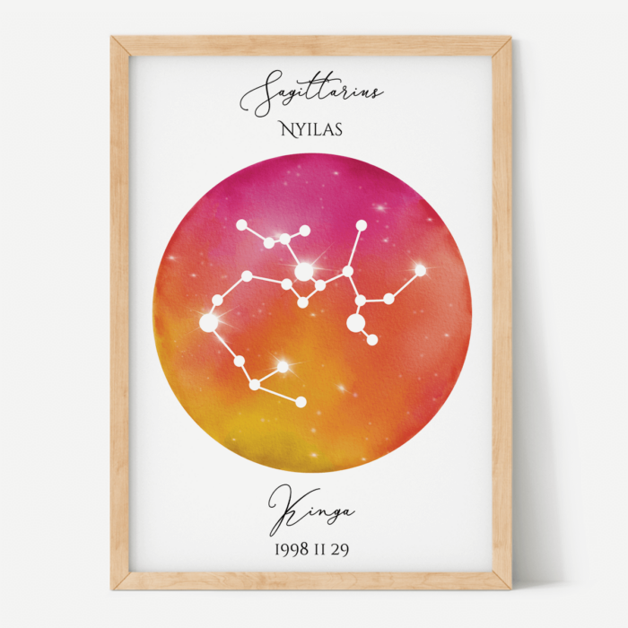 Vörös-Narancs Égbolt - Személyre szabott csillagjegyes poszter - Választható csillagjegy Vörös-Narancs Égbolt - Személyre szabott csillagjegyes poszter - Választható csillagjegy