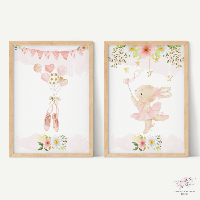 Bunny Ballerina 2 db-os Gyerekszoba Falikép Szett (Több méretben) Bunny Ballerina 2 db-os Gyerekszoba Falikép Szett (Több méretben)