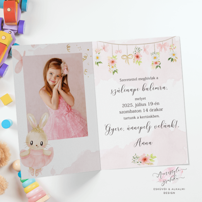 Bunny Ballerina Hajtott Szülinapi Meghívó Bunny Ballerina Hajtott Szülinapi Meghívó