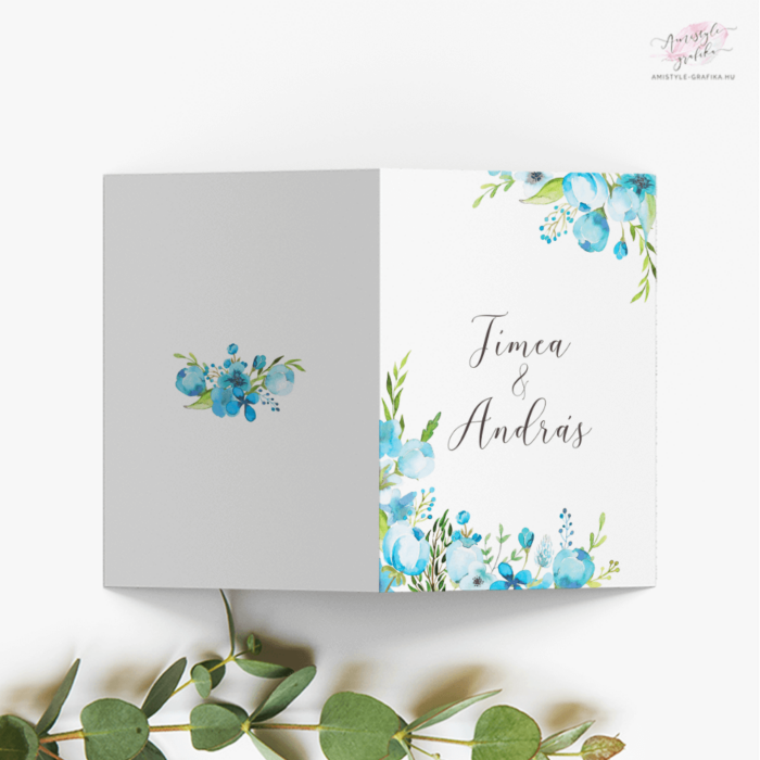 Türkiz Floral Akvarell Hajtott Esküvői Meghívó Türkiz Floral Akvarell Hajtott Esküvői Meghívó