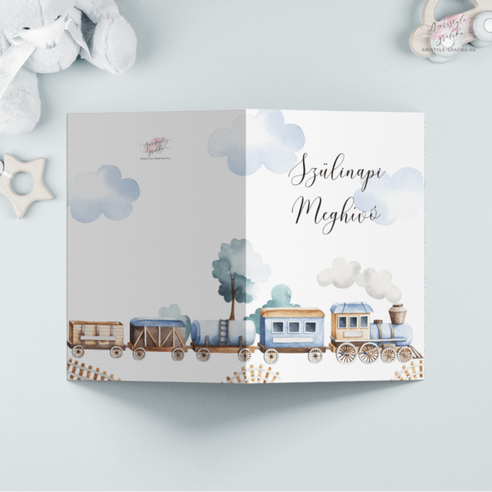 Blue Train Hajtott Kisfiú Szülinapi Meghívó Blue Train Hajtott Kisfiú Szülinapi Meghívó