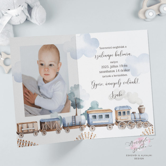 Blue Train Hajtott Kisfiú Szülinapi Meghívó Blue Train Hajtott Kisfiú Szülinapi Meghívó