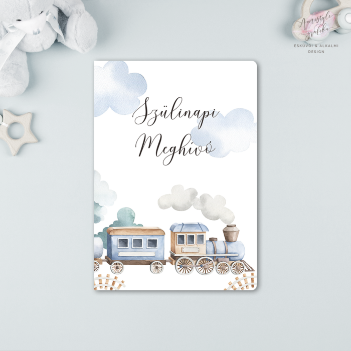 Blue Train Hajtott Kisfiú Szülinapi Meghívó Blue Train Hajtott Kisfiú Szülinapi Meghívó