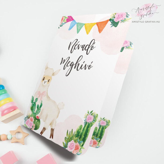 Lovely Llama Hajtott Névadó Meghívó Lovely Llama Hajtott Névadó Meghívó