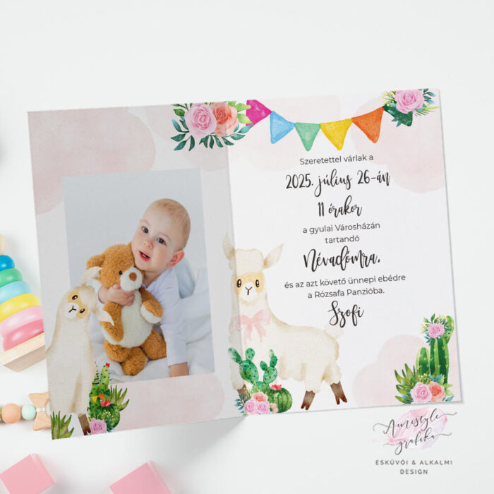 Lovely Llama Hajtott Névadó Meghívó Lovely Llama Hajtott Névadó Meghívó