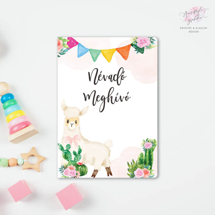 Lovely Llama Hajtott Névadó Meghívó Lovely Llama Hajtott Névadó Meghívó