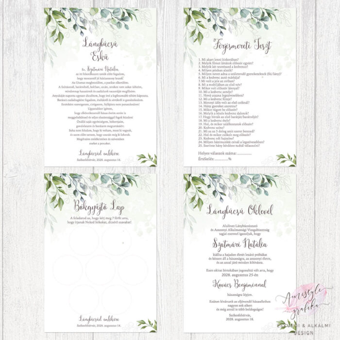 Boho Greenery Lánybúcsú szett Boho Greenery Lánybúcsú szett