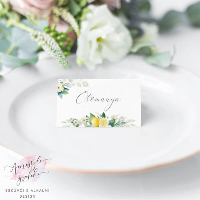 Amalfi Lemon Akvarell Esküvői Ültetőkártya Amalfi Lemon Akvarell Esküvői Ültetőkártya