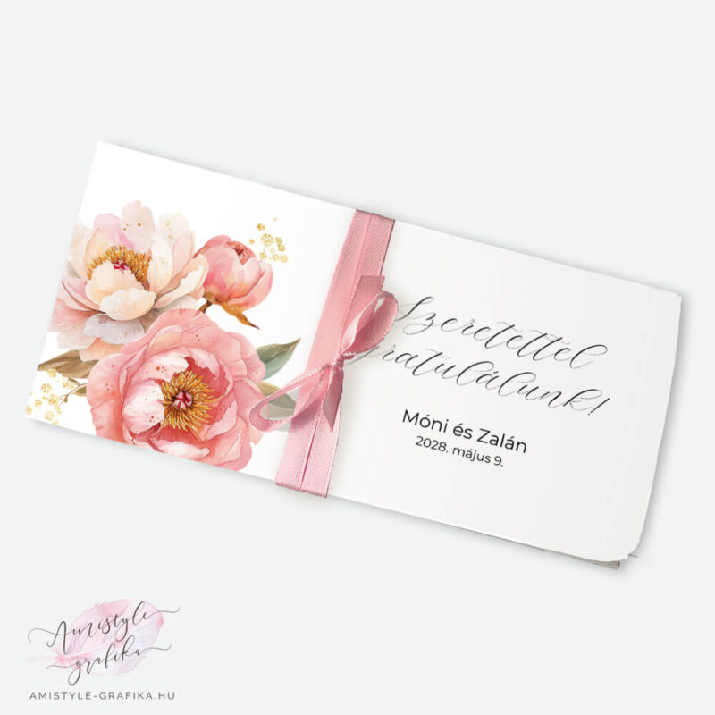 Peony Pénzátadó Boríték - elegáns ajándékpénz átadó - Tetszőleges felirattal